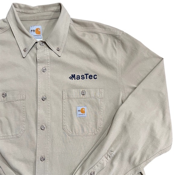 Carhartt Other - Carhartt Flame Resistant FR MasTec Work Shirt Long Sleeve Tan‎ Mens